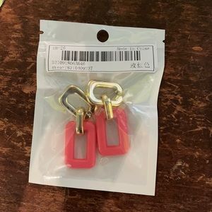 Pink and gold chain earrings